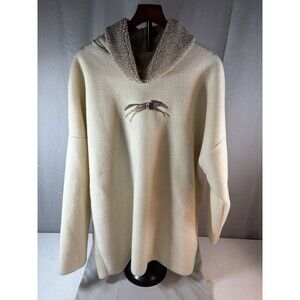 Coldwater Creek Plush Cow Neck Sweater Cream Size XXXL
